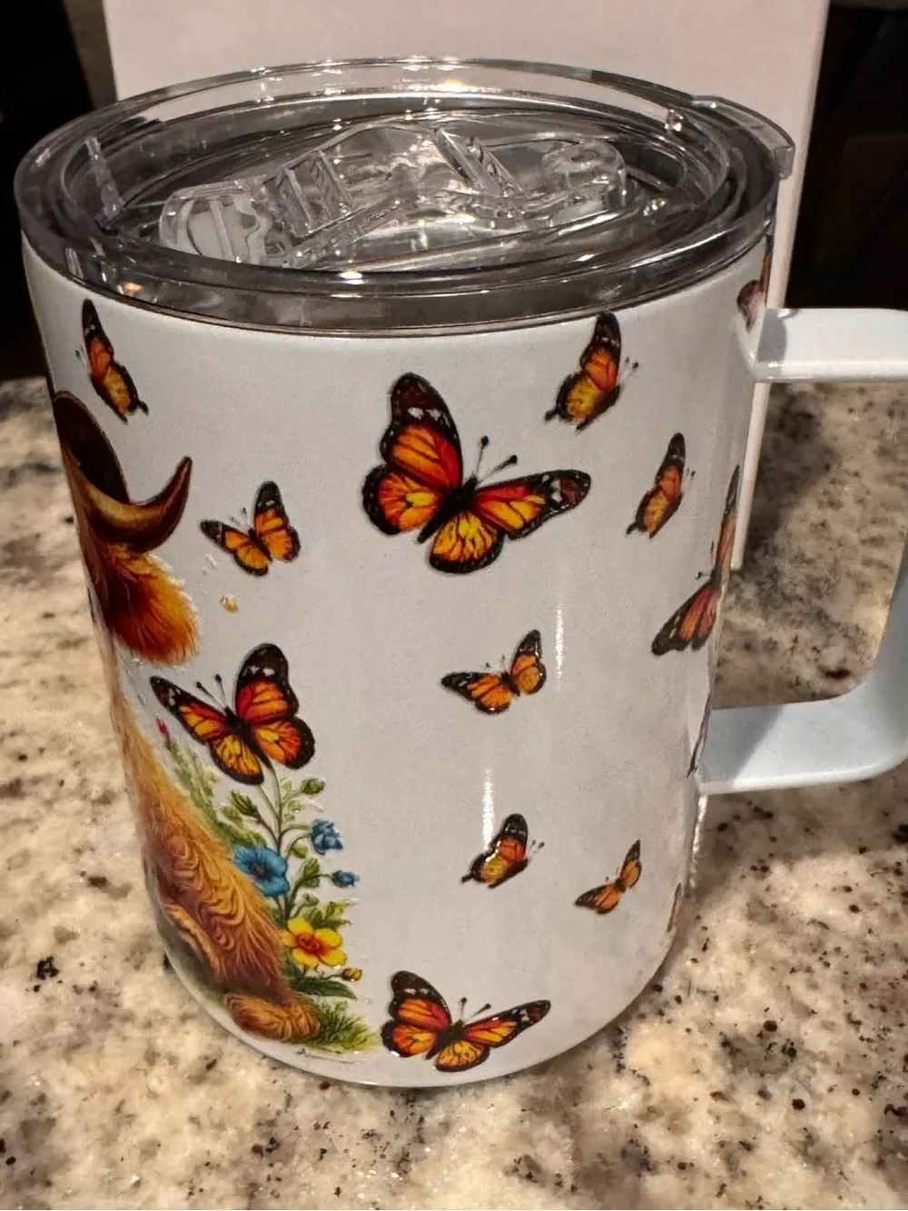 Highland Calf Tumbler with Blue Eyes hand crafted NEW IN BOX